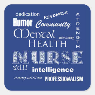 Mental Health Nurse Attributes-Blueberry Square Sticker