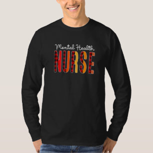 Mental Health Nurse Plaid Red Love Heart Stethosco T-Shirt