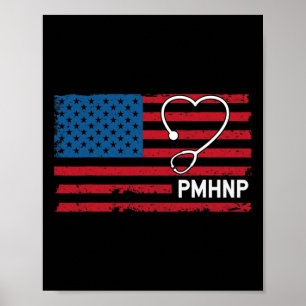 Mental Health Nurse Practitioner Usa Flag  Poster