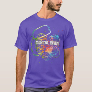 Mental Health Nurse Watercol Love Heart Scrub Stet T-Shirt