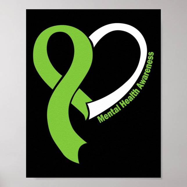 Mental Health Problems Awareness Month May Lime Gr Poster (Front)