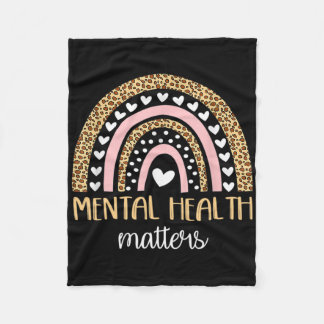Mental Health Problems Boho Rainbow Awareness Fleece Blanket