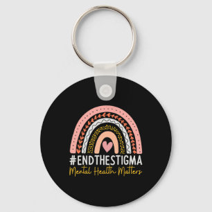 Mental Health Problems End The Stigma Rainbow Boho Keychain