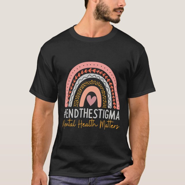 Mental-health Problems End The Stigma Rainbow Boho T-Shirt (Front)