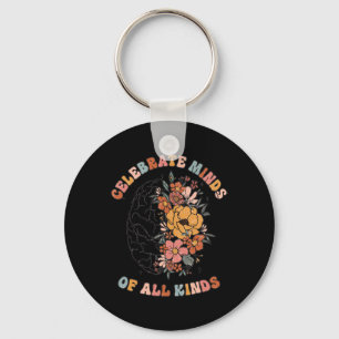 Mental Health Problems Floral Brain Graphic Health Keychain