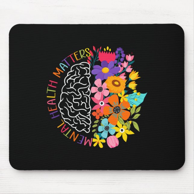 Mental Health Problems Floral Human Brain Illness  Mouse Pad (Front)