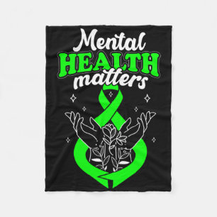 Mental Health Problems Flowers Awareness Women  Fleece Blanket