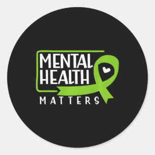 Mental Health Problems Green Ribbon Mental Health Classic Round Sticker