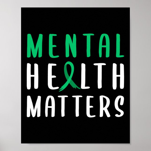 Mental Health Problems Green Ribbon  Poster (Front)