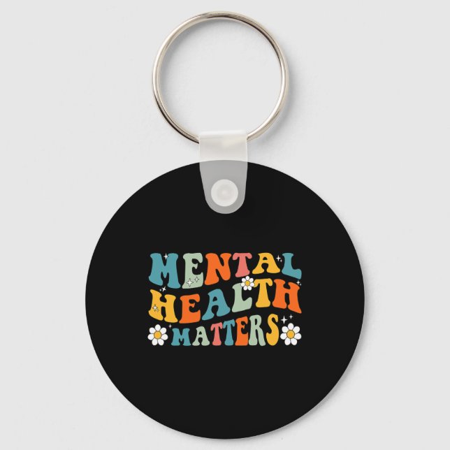 Mental Health Problems Groovy Psychologist Therapy Keychain (Front)