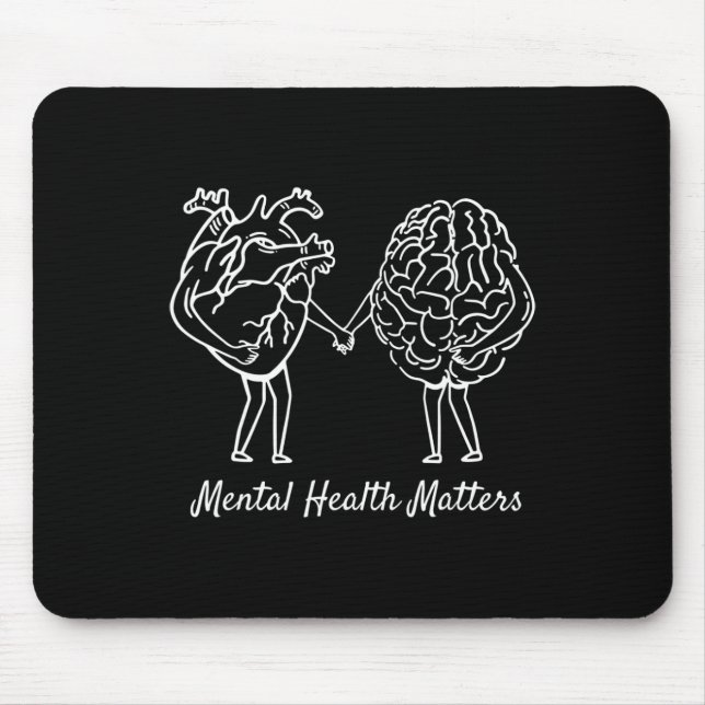 Mental Health Problems Heart Brain Neurodiversity  Mouse Pad (Front)