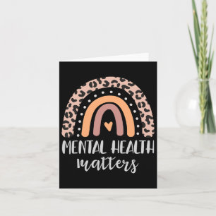 Mental Health Problems Leopard Print Boho Rainbow Card