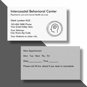 Mental Health Psychiatrist Appointment Cards
