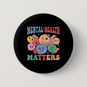 Mental-health Retro Groovy S Awareness Self Care 2 Inch Round Button