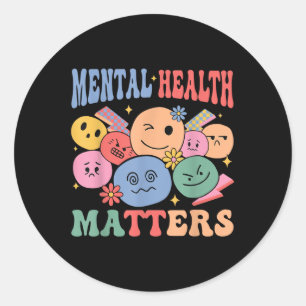 Mental-health Retro Groovy S Awareness Self Care  Classic Round Sticker