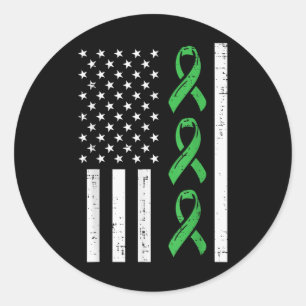 Mental Health Ribbons America Flag Awareness Men W Classic Round Sticker