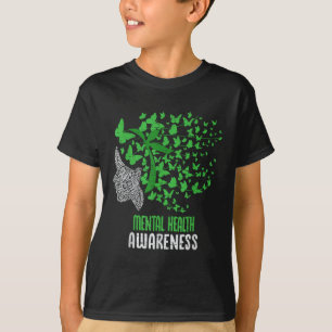 Mental Health S Awareness Butterfly Green Ribbon W T-Shirt