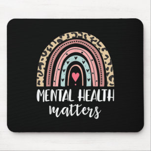 Mental Health S Awareness Leopard Rainbow Women Fu Mouse Pad