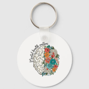 Mental Health S Floral Brain Mental Health Awarene Keychain