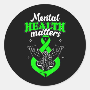 Mental Health S Flowers Awareness Women Classic Round Sticker
