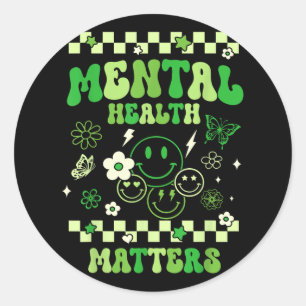 Mental Health S Groovy Smile Mental Health Awarene Classic Round Sticker