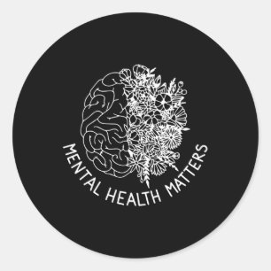 Mental Health S Human Brain Flowers Health Awarene Classic Round Sticker