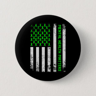 Mental Health S Human Brain Illness Awareness Gree 2 Inch Round Button