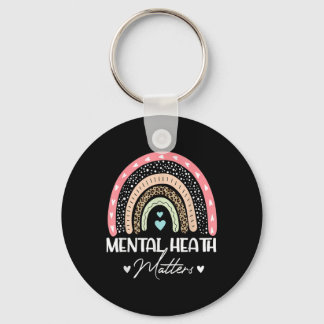 Mental Health S Leopard Print Rainbow Awareness Keychain