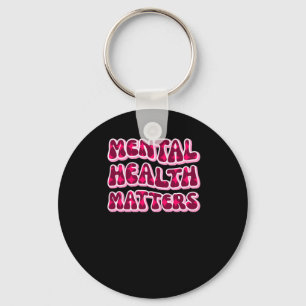 Mental Health S Pink Text Sticker Keychain