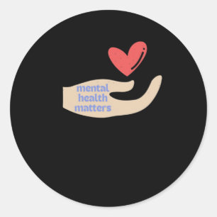 Mental Health S Red Heart Hand Design Solaandsoli  Classic Round Sticker
