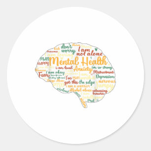Mental Health S Word Cloud Mental Health Awareness Classic Round Sticker