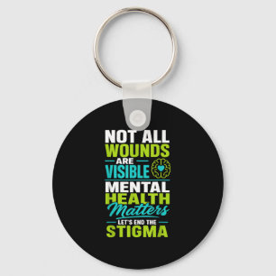 Mental health self care end stigma keychain