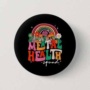 Mental Health Squad Boho Rainbow Brain Illness Awa 2 Inch Round Button