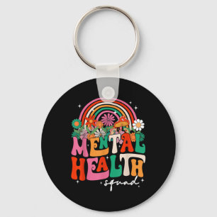 Mental Health Squad Boho Rainbow Brain Illness Awa Keychain