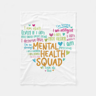 Mental Health Squad Love Heart Facts Mental Health Fleece Blanket