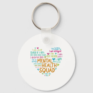 Mental Health Squad Love Heart Facts Mental Health Keychain