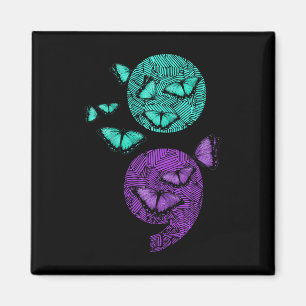 Mental Health Suicide Awareness Semicolon Butterfl Magnet