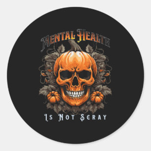 Mental Health Suicide Prevention Halloween Skeleto Classic Round Sticker