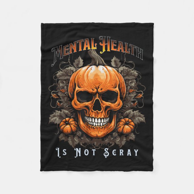 Mental Health Suicide Prevention Halloween Skeleto Fleece Blanket (Front)