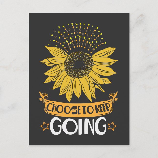 Mental Health Sunflower Choose To Keep Going Postcard (Front)
