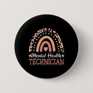Mental Health Technician Leopard Rainbow  2 Inch Round Button