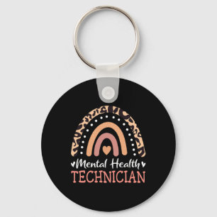 Mental Health Technician Leopard Rainbow  Keychain