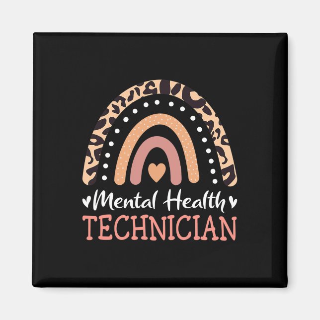 Mental Health Technician Leopard Rainbow  Magnet (Front)