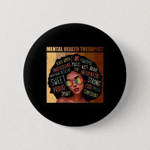 Mental Health Therapist Afro Women Black History M 2 Inch Round Button