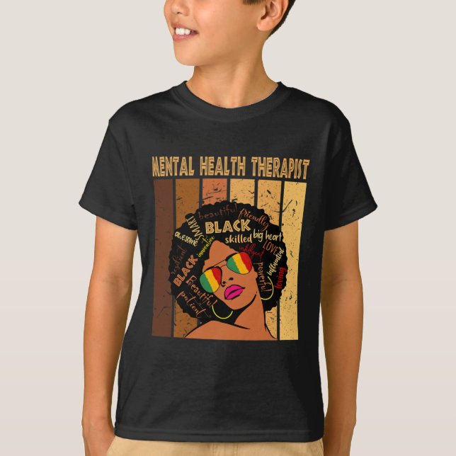 Mental Health Therapist Afro Women Black History M T-Shirt (Front)