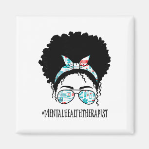 Mental Health Therapist Black Afro Messy Bun Afric Magnet