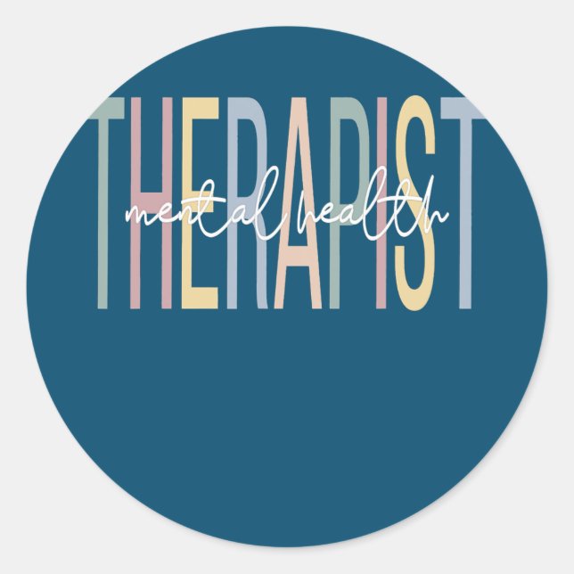 Mental Health Therapist Boho Mental Health Classic Round Sticker (Front)