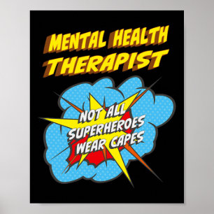 Mental Health Therapist Fun Superhero Job Poster