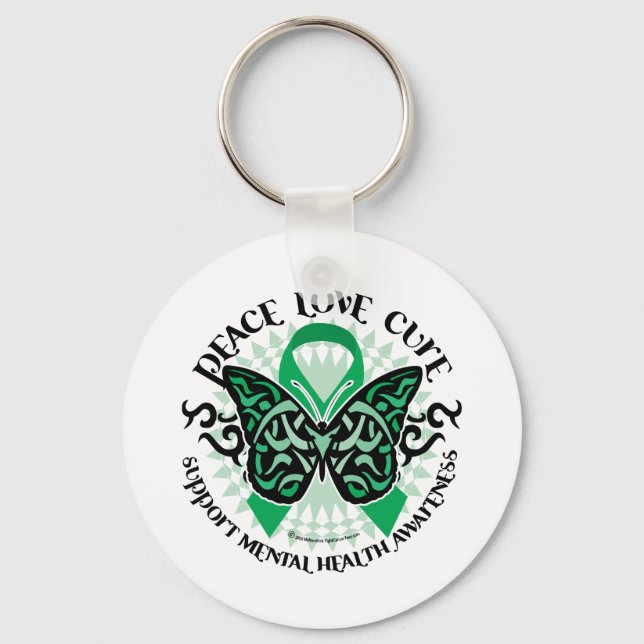 Mental Health Tribal Butterfly Keychain (Front)