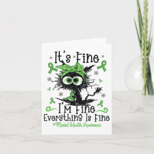 Mental Health Warrior Awareness Black Cat Brain Il Card